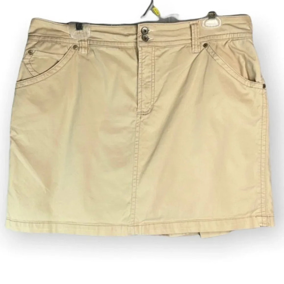 JONES&CO High Waist Skort Tan Brushed Cotton Stretch Blend Pockets Sporty 16 - Picture 2 of 8